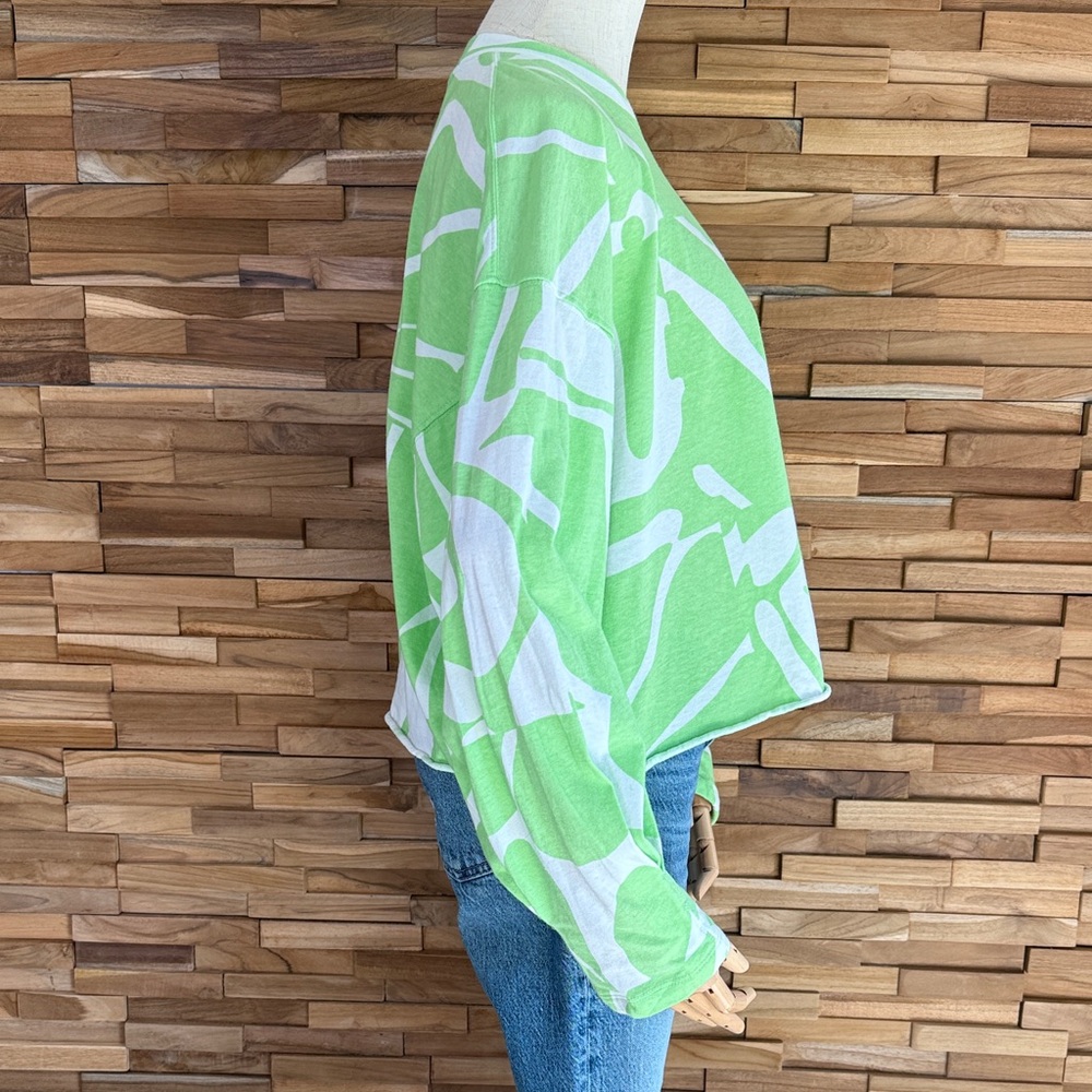 FP Movement| Lime Green | Leaf Print | Long Sleeve Top | XS | Oversized - Picture 3 of 9
